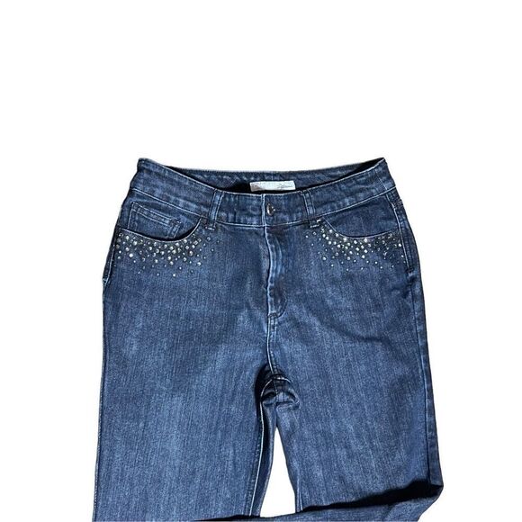 Chico's Platinum Rhinestone Embellished Jeans Size 1 - Picture 2 of 4